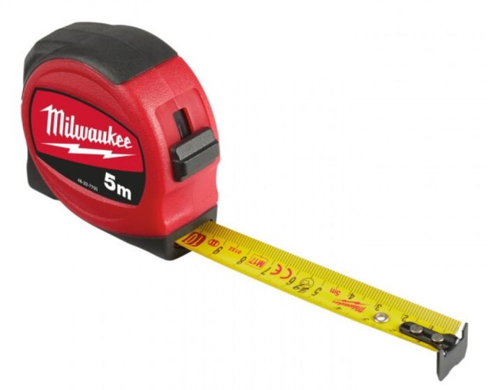 Рулетка Milwaukee SLIMLINE, 5мх19мм с фиксатором сматывания, АБС-пластик