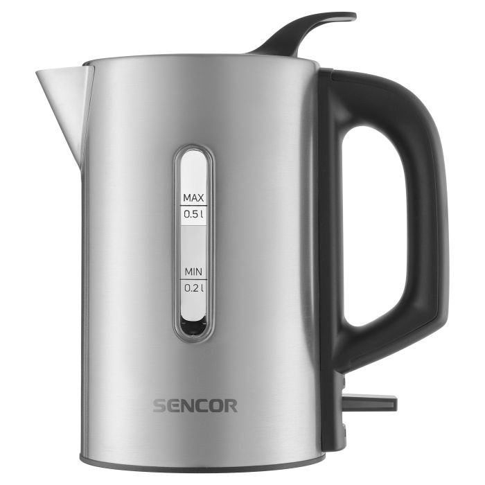 Электрочайник Sencor 0.5л, Strix, пластик, в комплекте 2 стакана + 2ложки, нерж.сталь