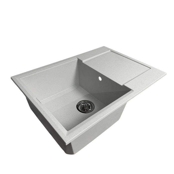 Набор кухонный Adamant Horizon Medium, искуственный камень, прямоуг., с крылом, 700х500х230мм, чаша - 1, врезная, Old stone + смеситель