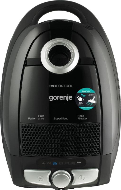 Пылесос Gorenje мешковый, 800Вт, конт пыль -3л, HEPA, телескопич трубка, черный