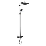 Душова система Grohe QuickFix Vitalio Comfort 250 зі змішувачем-термостатом для ванни, довж. виливу - 169мм, верхній душ, лійка, кріпл. - на стійці, матовий чорний