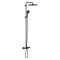 Душевая система Grohe QuickFix Vitalio Comfort 250 со смесителем-термостатом для ванны, дл. излива – 169мм, верхний душ, воронка, креп. - на стойке, матовый черный