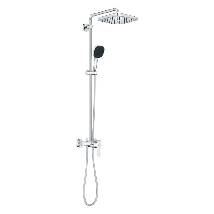 Душова система Grohe QuickFix Vitalio Comfort 250 зі із одноважільним змішувачем для душу, верхній душ, лійка, кріпл. - на стійці, хром