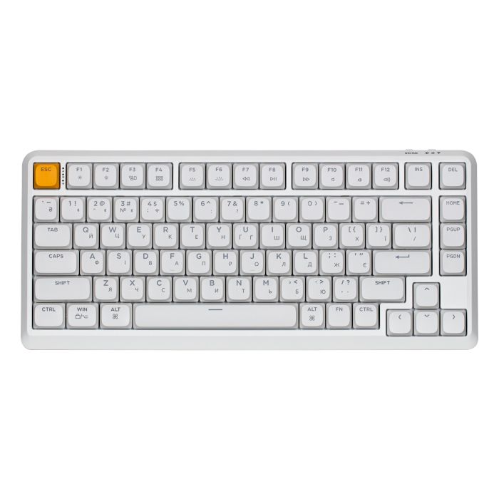 Клавіатура механічна Keychron J1 82Key, K pro Brown, WL/BT/USB-A, QMK, Hot-swap, EN/UKR, RGB, білий