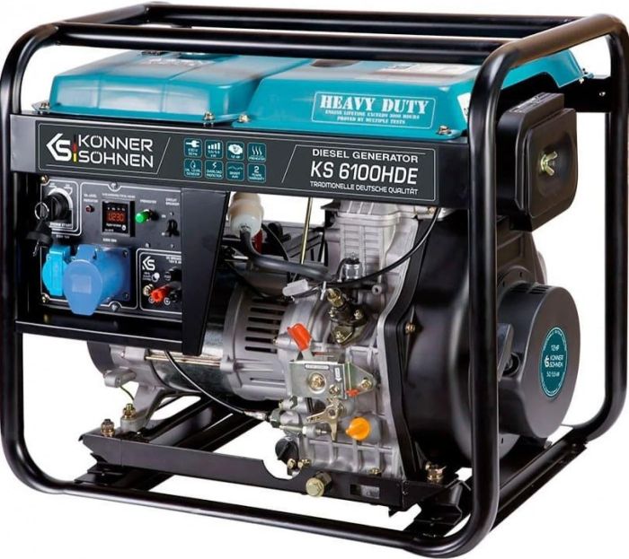 Генератор дизельний Konner&Sohnen KS 6100HDE (EURO V), 230В, 5.5/5.0кВт, електростартер, передстартовий підігрів, 107кг