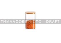 Банка для зберігання ARDESTO Midori 700мл, скло, бамбук, квадратна, прозорий