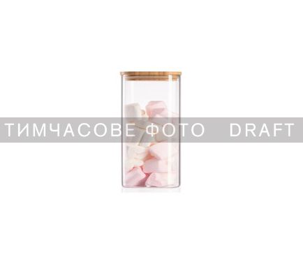 Банка для хранения ARDESTO Midori 1000мл, стекло, бамбук, квадратная, прозрачный