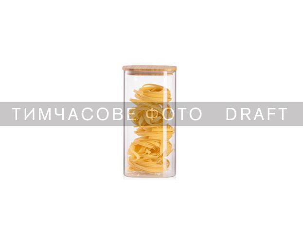 Банка для хранения ARDESTO Midori 1300мл, стекло, бамбук, квадратная, прозрачный