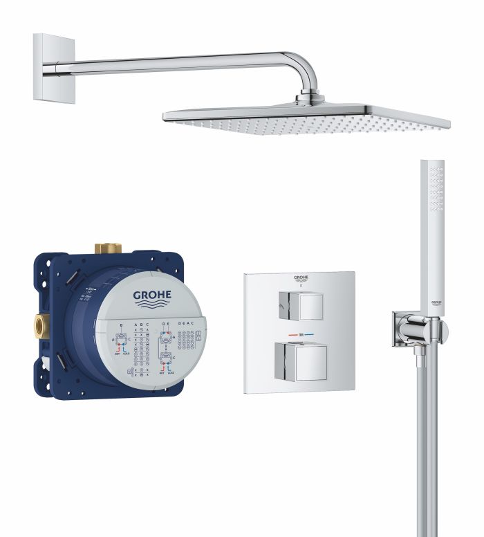 Душова система Grohe QuickFix Precision Cube прихованого монтажу з Vitalio Rain Mono 310 Cube, хром