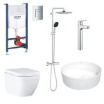 Комплект Grohe Mega Bundle унітаз з інсталяцією, раковина зі змішувачем та душова система