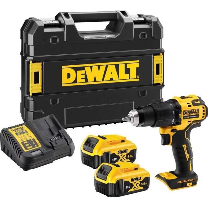 Шуруповерт-дрель ударная аккумуляторная DeWALT XR Li-Ion 18В 2х5А·час 65Нм 0-450·0-1650об/мин кейс ЗП 1.2кг