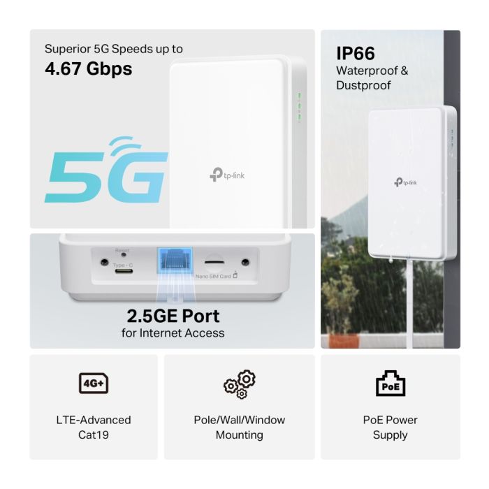 Внешний маршрутизатор TP-LINK NE200, 5G, 1x2.5GE LAN (PoE)