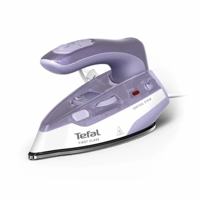 Утюг Tefal дорожный First Class, 1000Вт, 65мл, паровой удар -45гр, нерж. сталь, бело- фиолетовый