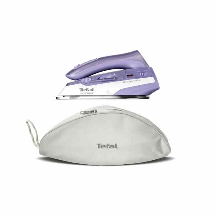 Утюг Tefal дорожный First Class, 1000Вт, 65мл, паровой удар -45гр, нерж. сталь, бело- фиолетовый