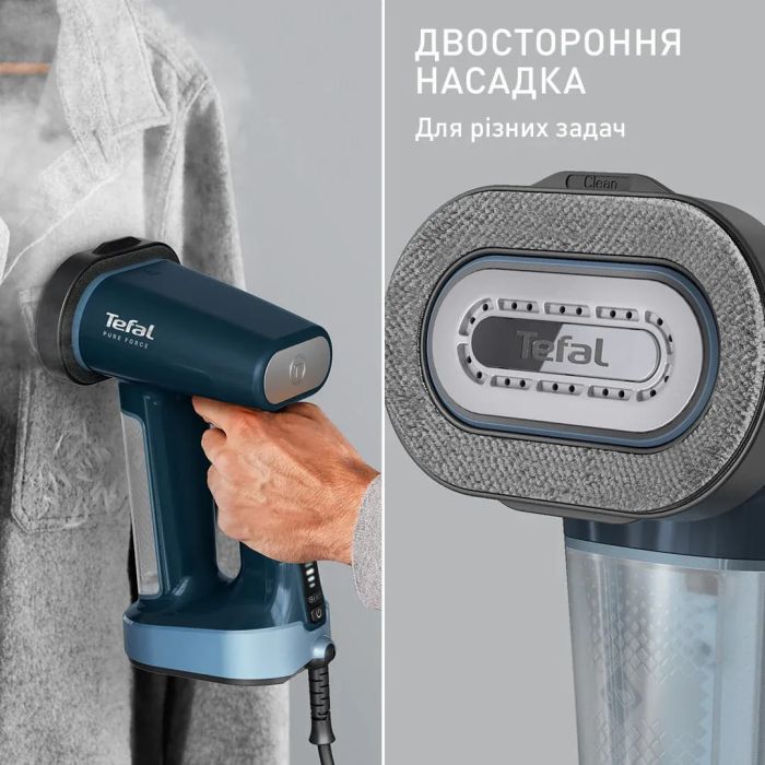 Отпариватель Tefal компактный Pure Force, 1800Вт, 180мл, постоянный пар - 35гр, керам. подошва, синий