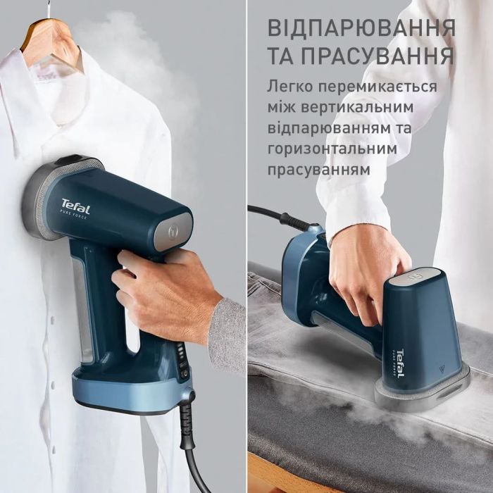 Отпариватель Tefal компактный Pure Force, 1800Вт, 180мл, постоянный пар - 35гр, керам. подошва, синий