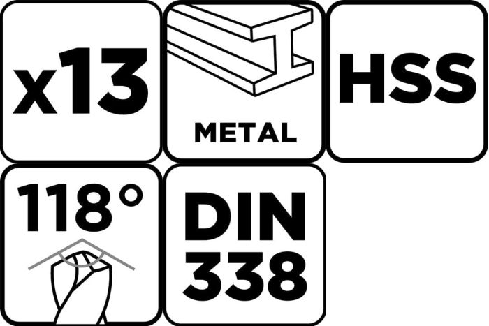 Набор сверл по металлу GRAPHITEHSS из быстрорежущей стали HSS 2-8мм кейс 13шт