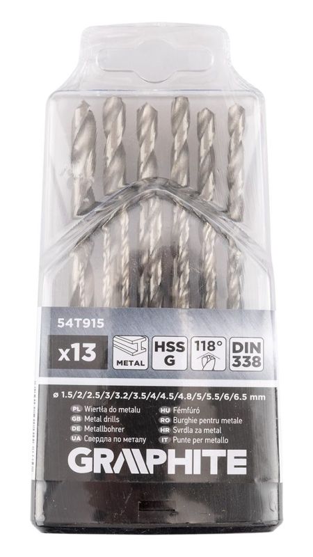 Набір свердел по металу GRAPHITE HSS HSS-G 1.5-6.5мм кейс 13шт