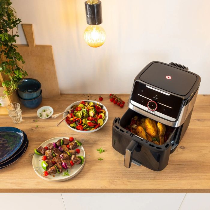 Мультипіч Tefal Easy Fry Silence XXL Smart Vision, 1800Вт, чаша-7л, сенсорне керув., 55 програм, з віконцем, пластик, нерж. сталь-чорний