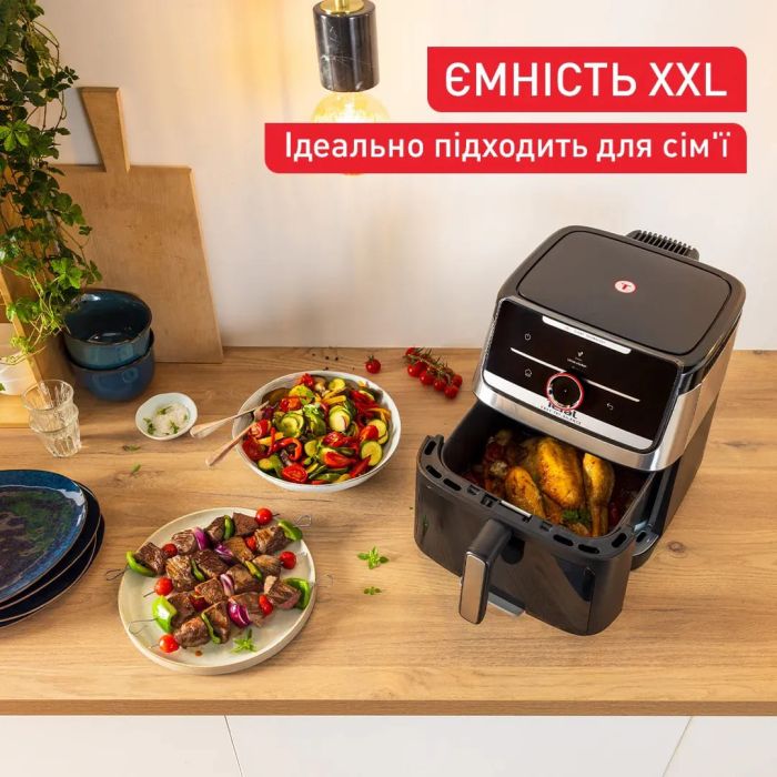 Мультипечь Tefal Easy Fry Silence XXL Smart Vision, 1800Вт, чаша-7л, сенсорное управл., пластик, черный