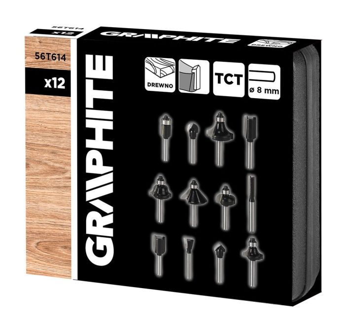 Набор фрез по дереву GRAPHITE WIDIA твердосплавный 8мм 12шт