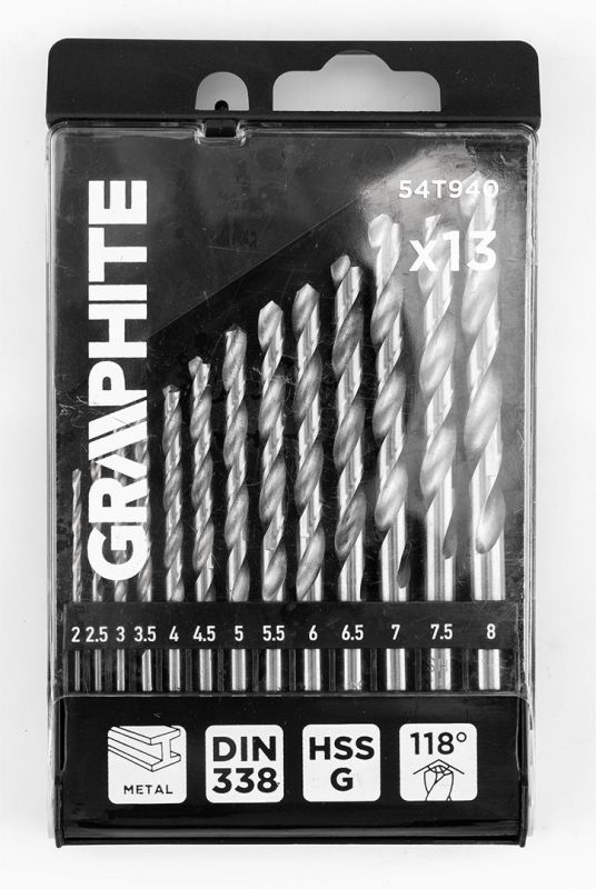 Набор сверл по металлу GRAPHITE HSS HSS-G 2-8мм кейс 13шт