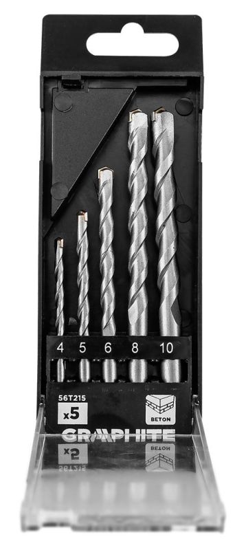 Набор сверл по бетону GRAPHITE 4-10мм, кейс, 5шт