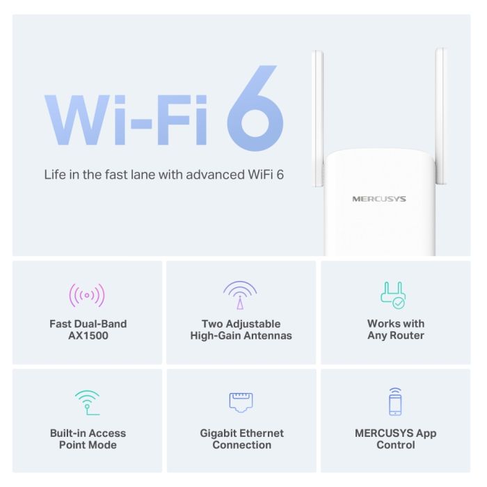 Расширитель покрытия WiFi MERCUSYS  AX1500, 1хGE LAN Mercusys ME60X