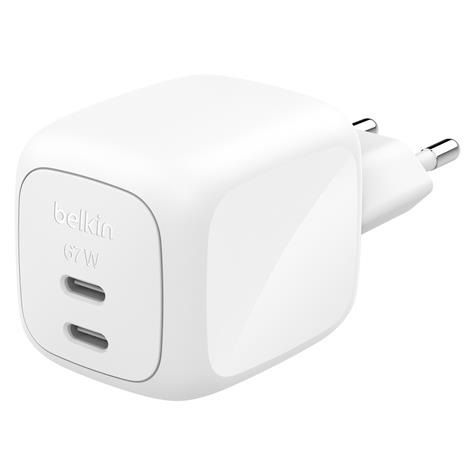 Зарядное устройство сетевое Belkin 67Вт 2хUSB-С GAN PD PPS, белый