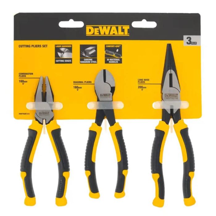 Набір інструментів шарнірно-губцевих DeWALT LASER HARDENED плоскогубці, дліногубци, кусачки 3шт