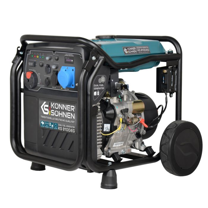 Генератор газобензиновый инверторный Konner&Sohnen KS 8100iEG 1/3 LPG, 230/400В, 8-8.5кВт, электростартер, 68кг