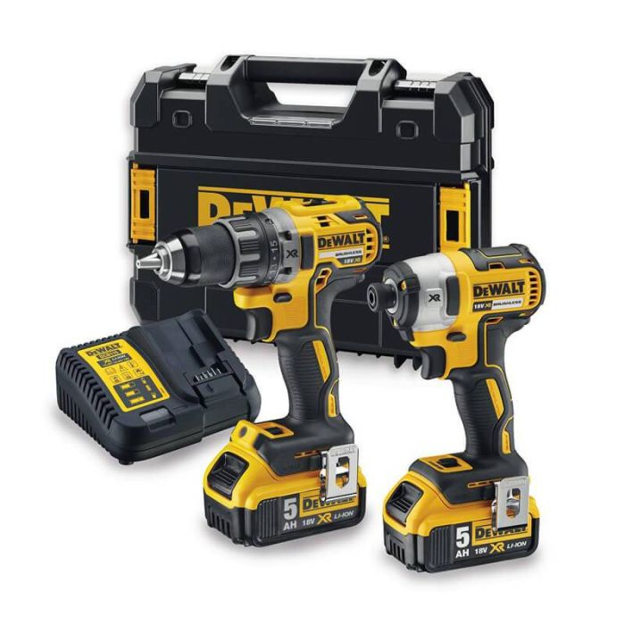 Набір із двох акумуляторних інструментів DeWALT 18В дриль-шурупокрут DCD791 ударний шурупокрут DCF887 акб 2х5А·год ЗП TSTAK 4.2кг