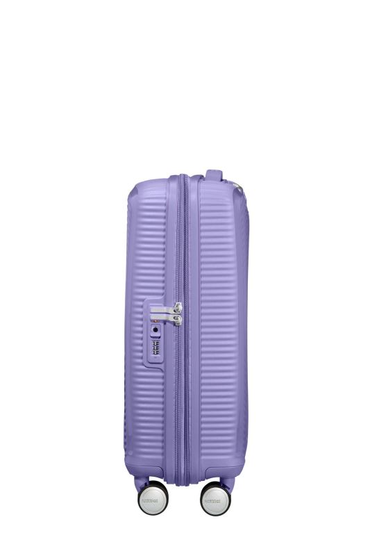 Чемодан American Tourister, Soundbox, полипропилен, маленький, 55 см, 35.5/41л, TSA, 4 колеса, EXP, лавандовый