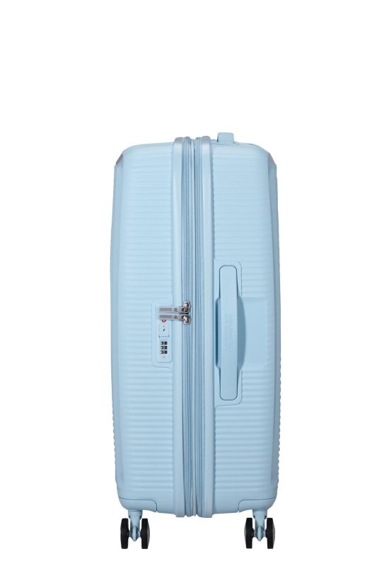 Чемодан American Tourister, Soundbox, полипропилен, средний, 67см, 71.5/81л, TSA, 4 колеса, EXP, пастельно-голубой