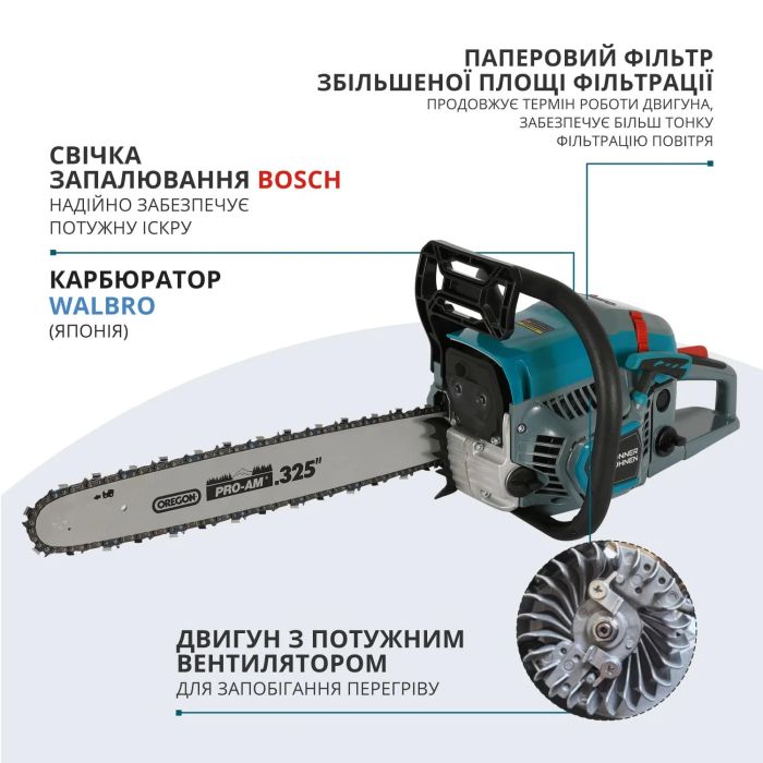 Пила бензиновая Konner&Sohnen KS CS31G-20-1 50см 54.5см3 5.6кг