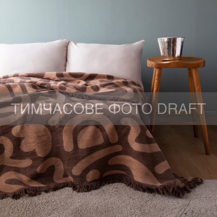 Плед ARDESTO Leonardo 200х220см, 50% хлопок, 30% полиэстер, 20% акрил, рисунок, коричневый