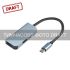 Хаб 2E USB-С > USB-A 3.0/USB-C PD/HDMI, 0.14м, серый