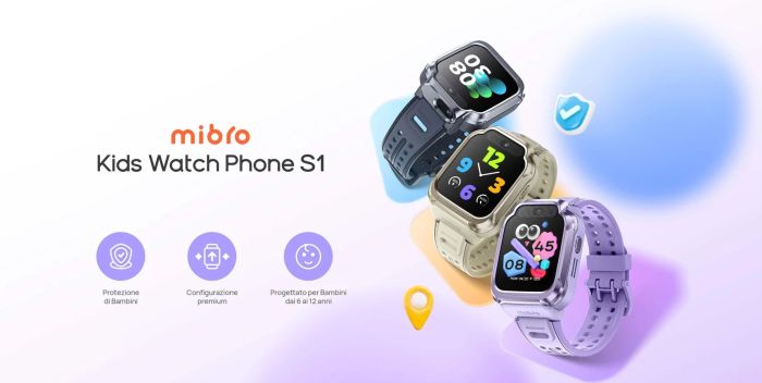 Детские часы-телефон Mibro S1, 1.68", 360x390, GPS, 8MP+5MP, 900 мА·ч, 2 ATM, лавандовый