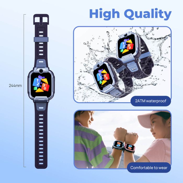 Детские часы-телефон Mibro Z5, 1.69", 240x280, GPS, 2MP dual, 900 мА·ч, 2 ATM, синий