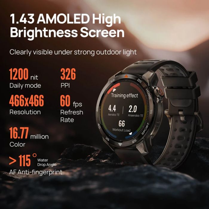 Смарт-часы Mibro GS Pro 2 48 мм, 1.43", 466x466, AMOLED, BT 5.3, GPS, 5 ATM, тёмно-серый