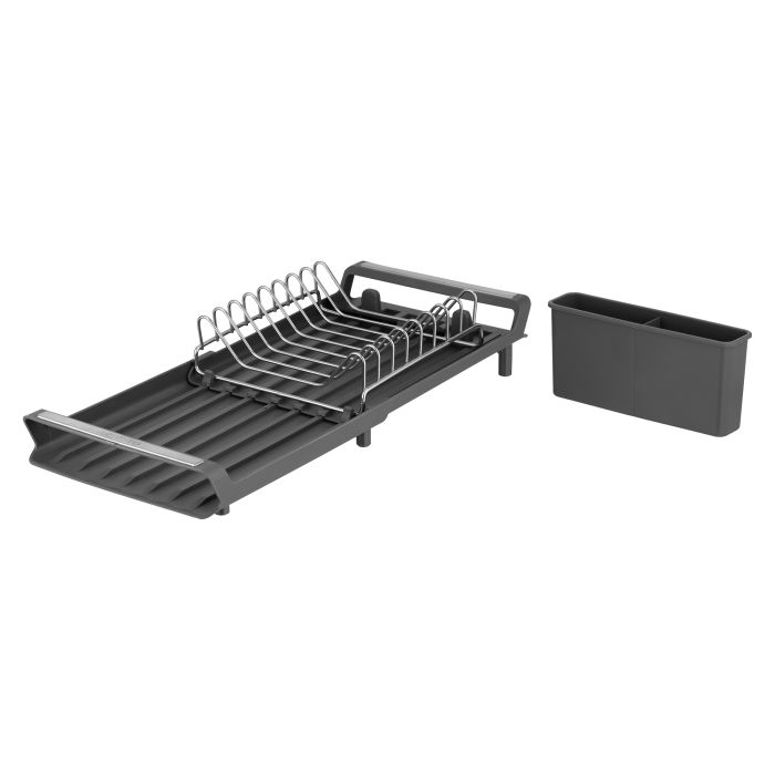 Сушарка для посуду з підставкою ARDESTO Minimalism 46.5x19.5x9.5см, пластик, хромоване залізо, сталь, сірий темний