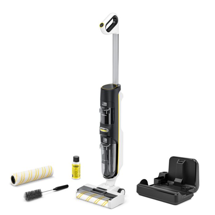 Пилосос karcher безпровідний FCV 4 Dry Extra, вологе прибирання, конт пил -0.45л, вода -0.75л, автон. робота до 45хв, самоочищення, білий