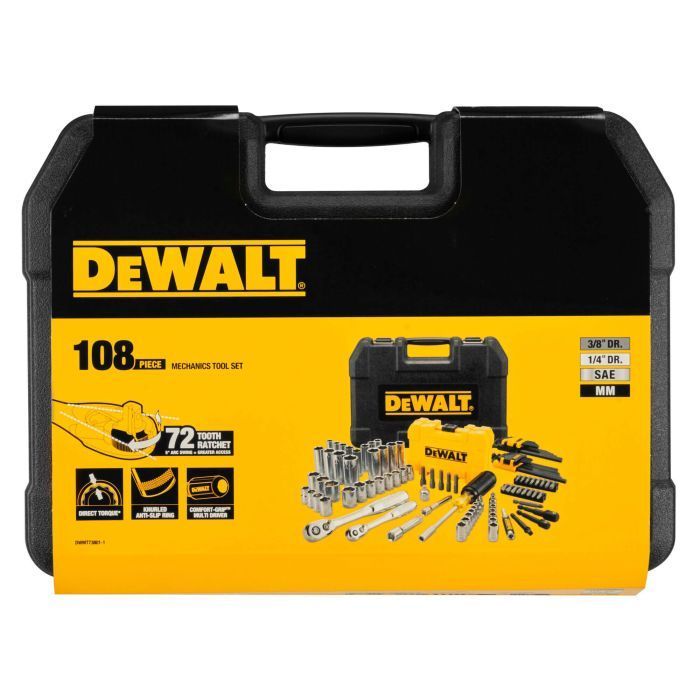 Набір головок, біт, шестигранних ключів DeWALT, 1/4", 3/8", кейс, 108шт
