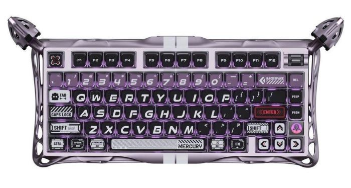 Клавиатура магнитная GravaStar Mercury V75 Pro 80keys, GravaStar x Gateron Jade Gaming, USB-A, 8k, RGB, Iron Purple