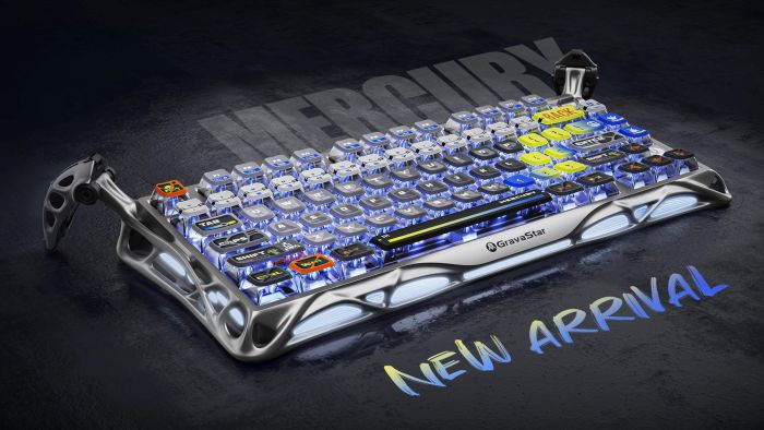Клавиатура механическая GravaStar Mercury K1 Pro 80keys, GravaStar x Kailh Speedy Mint, BT/WL/USB, RGB, Interstellar Silver