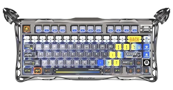 Клавіатура механічна GravaStar Mercury K1 Pro 80keys, GravaStar x Kailh Speedy Mint, BT/WL/USB, RGB, Interstellar Silver
