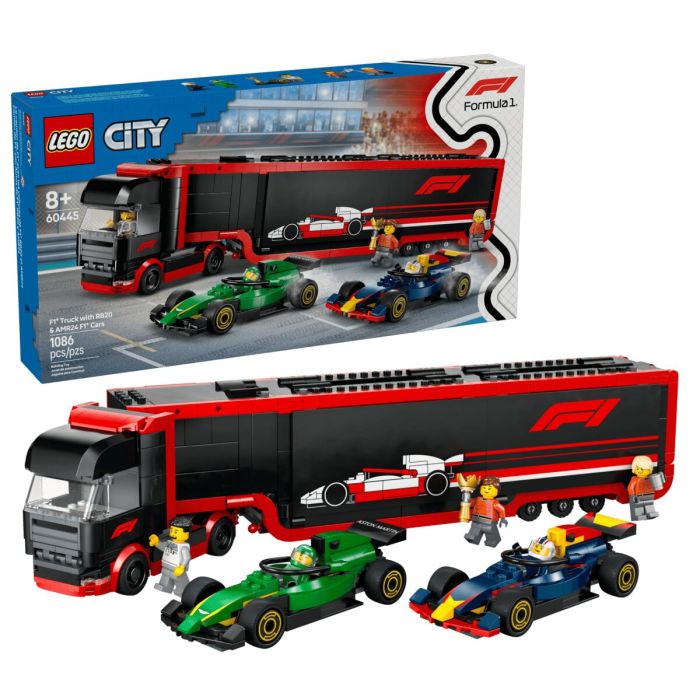 Конструктор LEGO City Грузовик F1 с автомобилями RB20 и AMR24