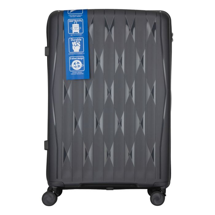 Набор чемоданов 2E, M7979, полипропилен, (L+M+S), молния anti theft, 4 колеса, кодовий замок, тёмно-серый