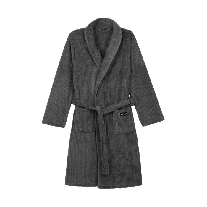 Мужской халат ARDESTO Stripe, размер M/L, 100% полиэстер, серый