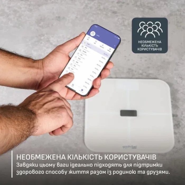Весы Tefal напольные Goodvibes Sport, 200кг, Bluetooth, AAAx4 в компл, стекло, белый